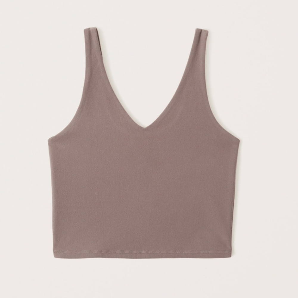 Abercrombie Soft A&F Collection Cropped Yoga‎ Pilates V-Neck Tank Light Brown
